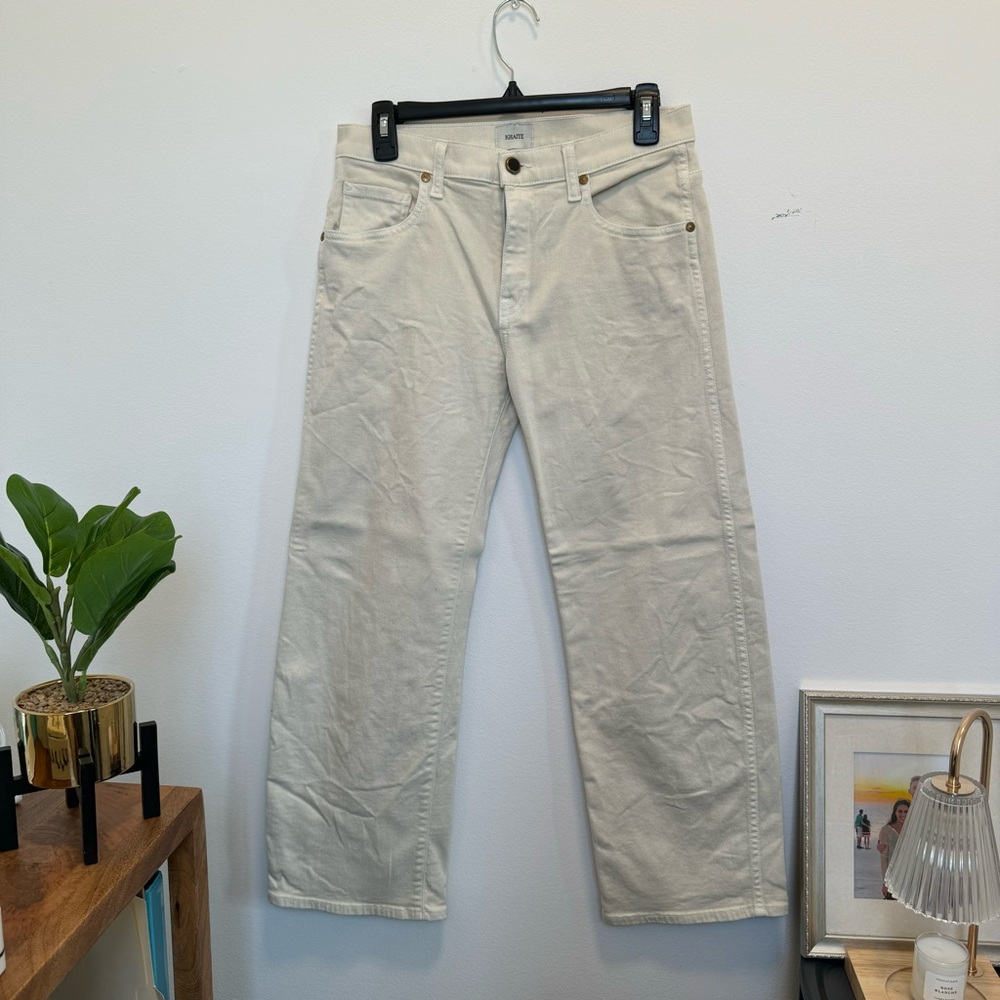 Khaite Wendell wide leg crop off white cream denim size 26